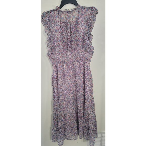 BB Dakota by Steve Madden Dress Womens Large Floral Chiffon Sleeveless Midi Boho - Picture 3 of 10